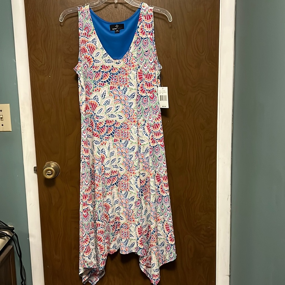 NWT Ronni Nicole multi colored asymmetrical dress size 8P